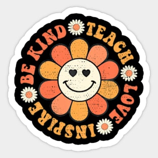 Groovy Hippy Teacher Be Kind Teach Love Sticker